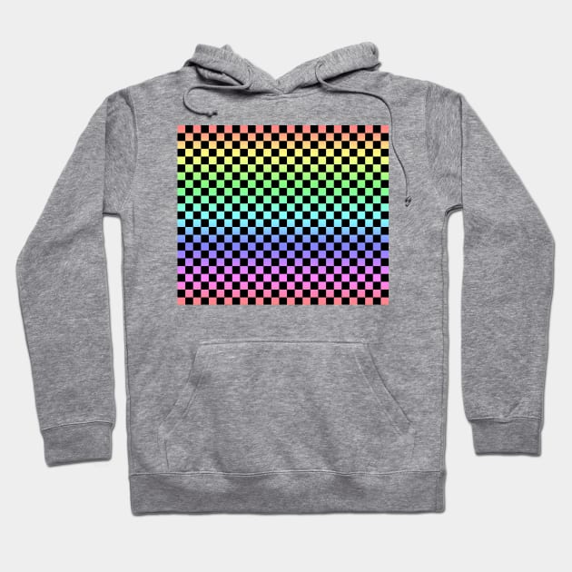 Black Checkered Rainbow Ombre Pattern Hoodie by saradaboru